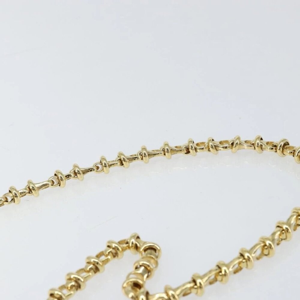 GUCCI Chain Shoulder Bag Leather Navy Gold - Picture 9 of 16